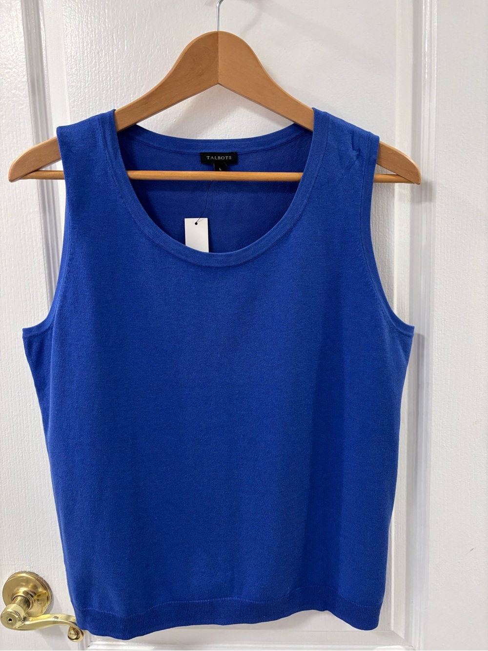 NWT Talbots Cobalt Blue Sleeveless Knit Tank Cotton Stretch Fall Layering